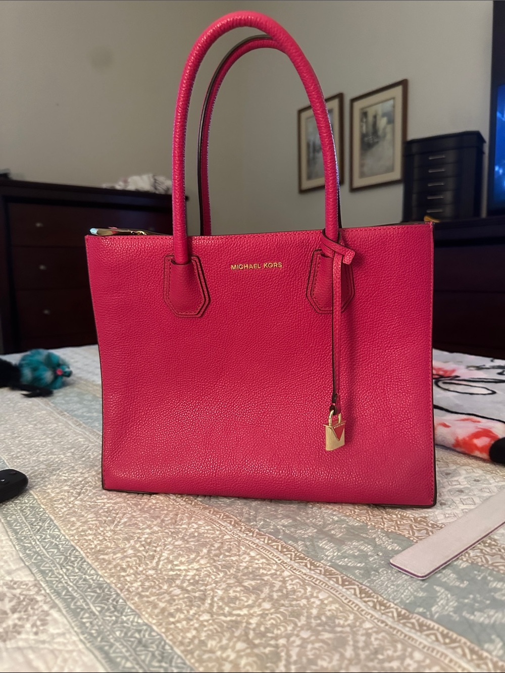 Michael Kors Hot Pink Pebbled Leather Tote